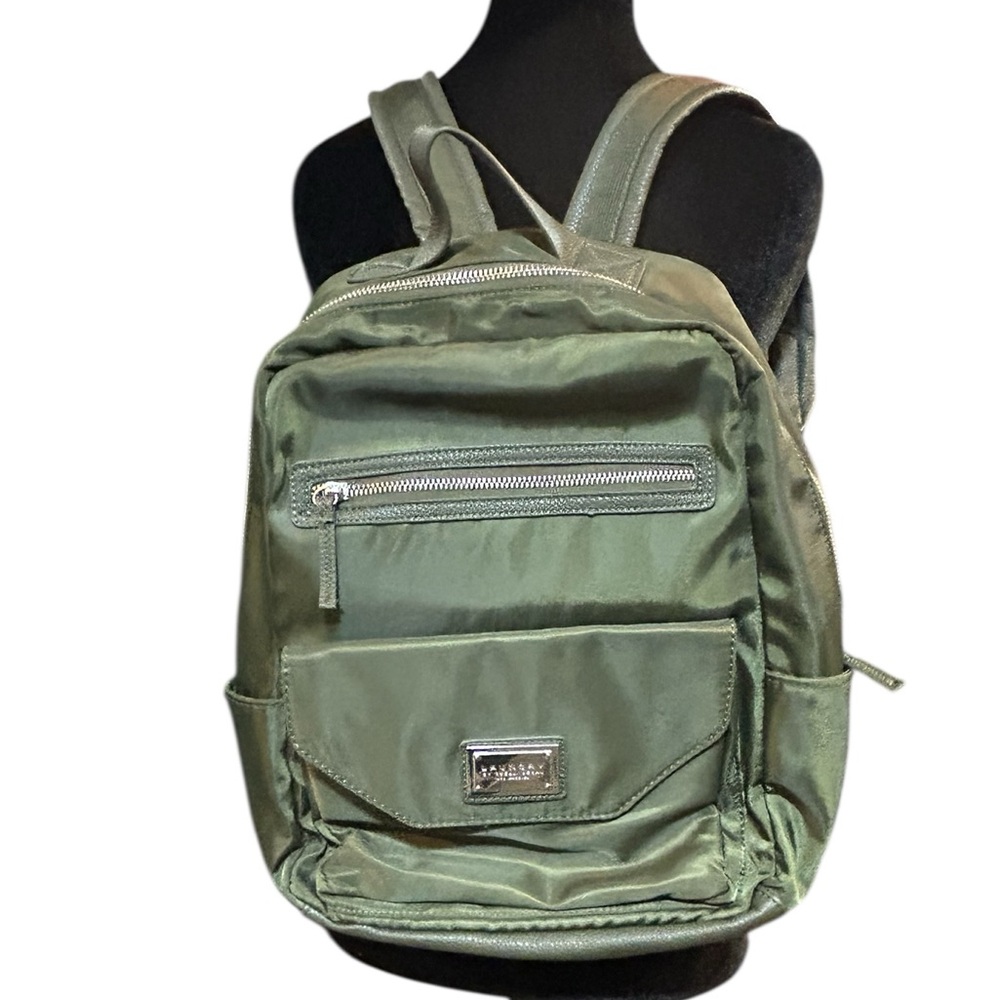 Laundry By Shelli Segal Olive Army Green Backpack w Leather Trim-NWOT-